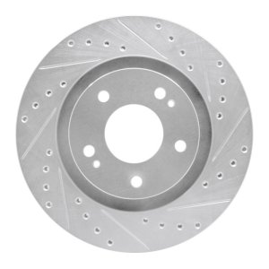 Mitsubishi Outlander PHEV Brake Rotor (1) - Front Right - R1 Concepts - Drilled & Slotted - Silver - `05-`22